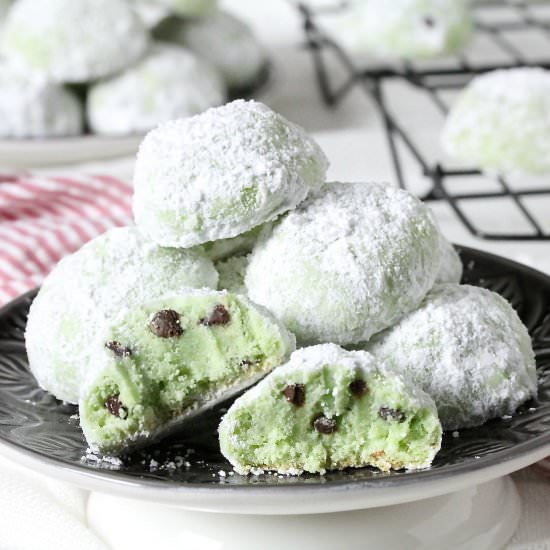 Pistachio Chocolate Chip Snowball Cookies - Recipe photo by In Good Flavor