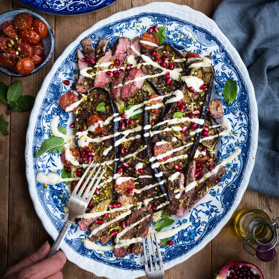 Lamb Steaks with Roasted Eggplant - Recipe photo by supergoldenbakes