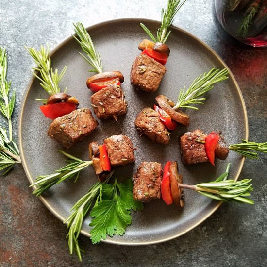 Filet Mignon Rosemary Skewers - Recipe photo by Give it Some Thyme