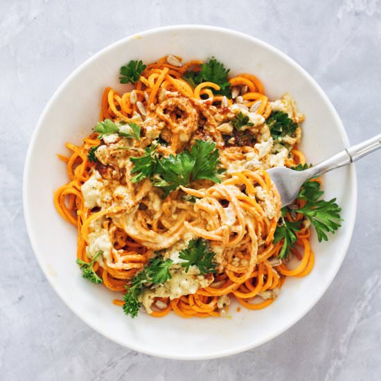 Sweet Potato Noodles with Garlic - Recipe photo by kalememaybe