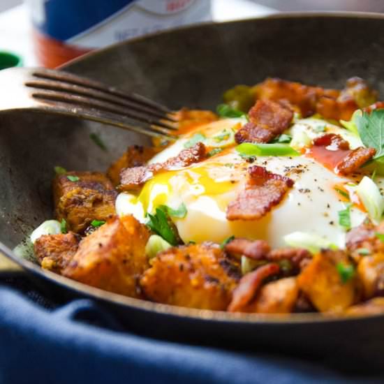 Sweet Potato & Bacon Hash - Recipe photo by garlic and zest