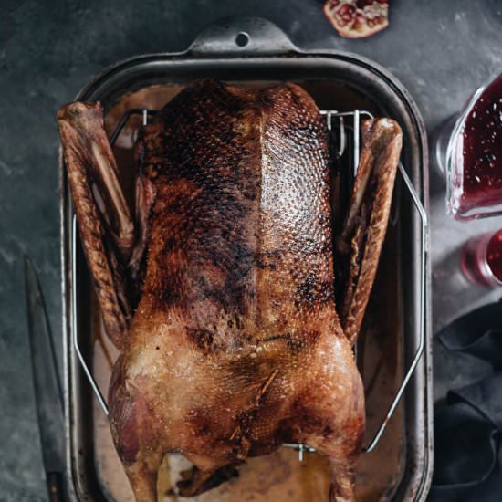 Slow Roast Goose With Black Currant - Recipe photo by omnivorescookbook