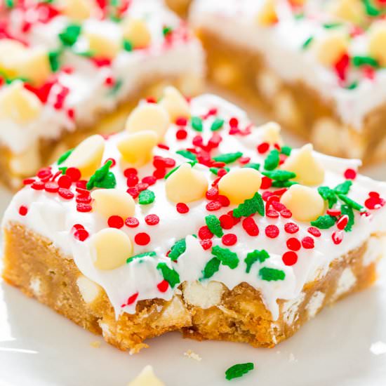 White Chocolate Christmas Blondies - Recipe photo by Averie