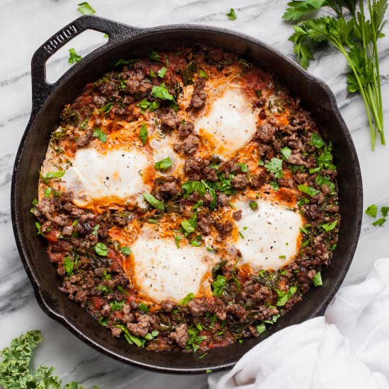 Eggs in Purgatory w/Sausage & Kale - Recipe photo by acalculatedwhisk