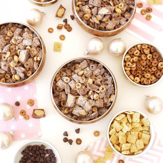 Chocolate Peanut Butter Muddy Buddy - Recipe photo by BirdsParty