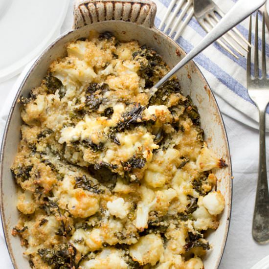 Cauliflower Kale Quinoa Casserole - Recipe photo by panning the globe
