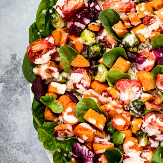 Roasted Vegetable Salad with Barley - Recipe photo by saltandlavender