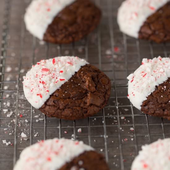 Peppermint Bark Fudge Cookies - Recipe photo by yourcupofcake