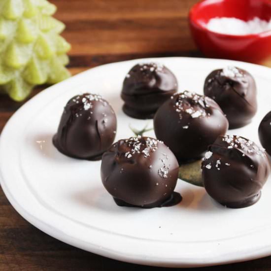 Dark Chocolate Caramel Truffles - Recipe photo by Our Happy Mess