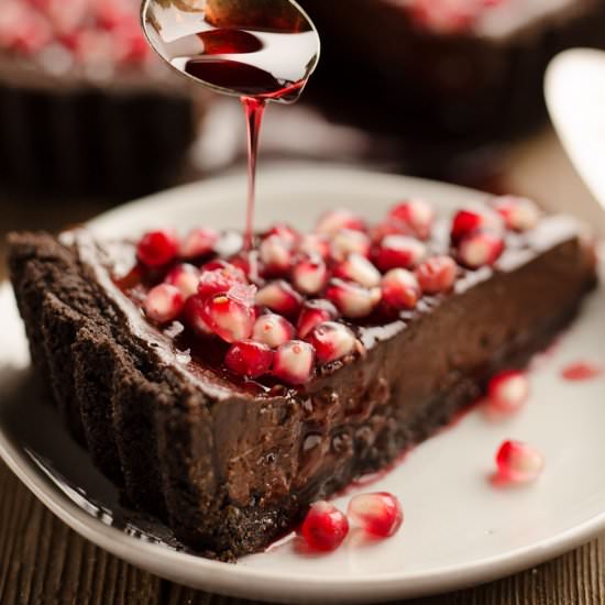 Chocolate Pomegranate Tart - Recipe photo by The Creative Bite