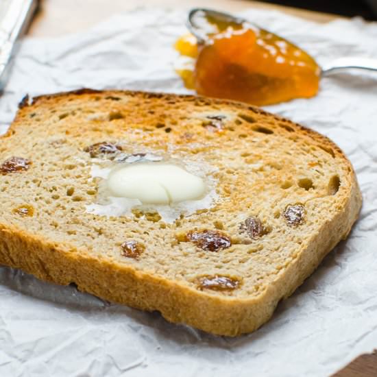 Cinnamon Raisin Oatmeal Bread - Recipe photo by garlic and zest