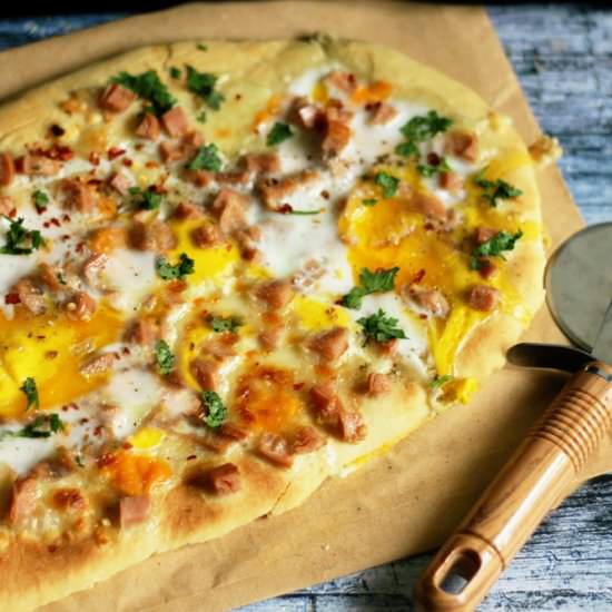 Breakfast Pizza with Pancake Crust - Recipe photo by tickle those tastebuds