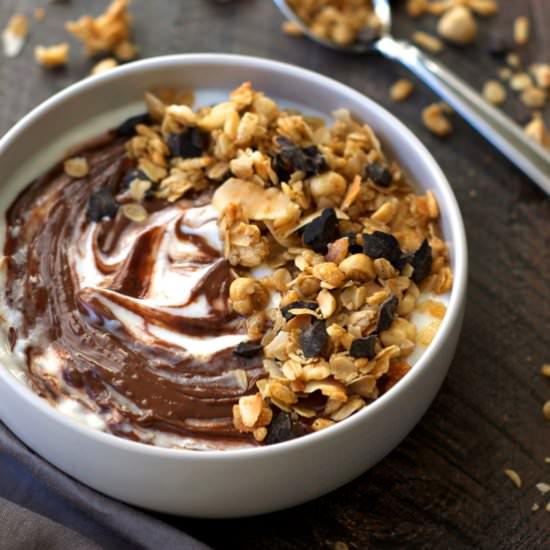 Chunky Chocolate Hazelnut Granola - Recipe photo by turniptheoven