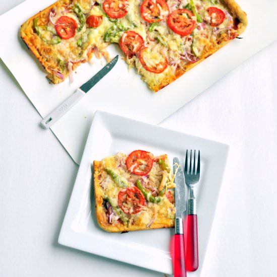 Capsicum Tomato and Onion Pizza - Recipe photo by JeeviKitchen