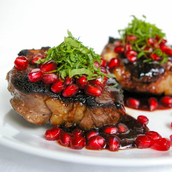 Pomegranate Glazed Lamb Loin Chops - Recipe photo by Eva Minette