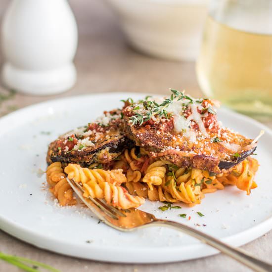 Baked Eggplant Parmesan Pasta - Recipe photo by SunkissedKitchen