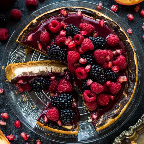 Lighter Chocolate Swirl Cheesecake - Recipe photo by Domestic Gothess