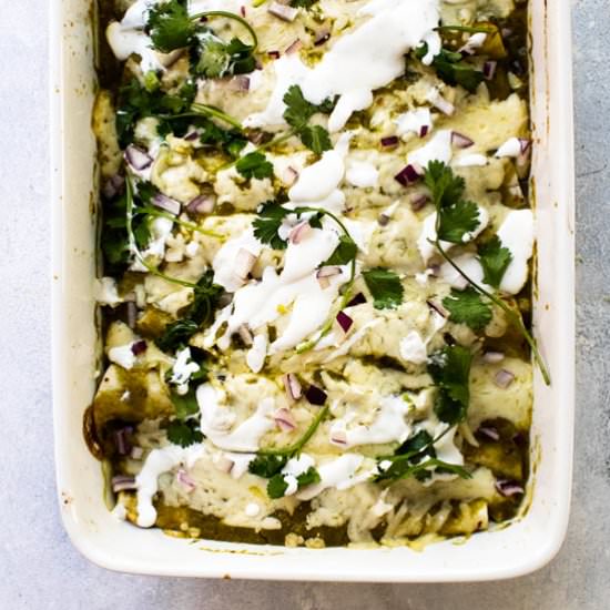 Chicken Enchiladas with Salsa Verde - Recipe photo by Girl Gone Gourmet