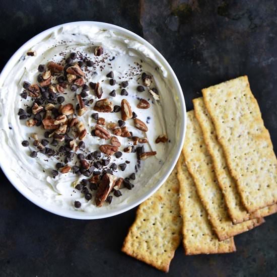 Easy Turtle Cheesecake Dip - Recipe photo by AnEdibleMosaic