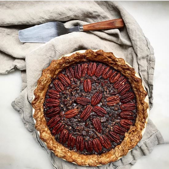 Chocolate Bourbon Pecan Pie - Recipe photo by jessie sheehan bakes