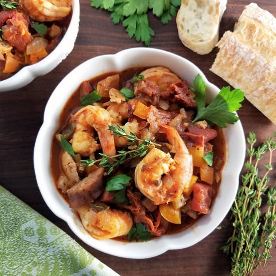 Chicken, Shrimp & Sausage Stew - Recipe photo by Give it Some Thyme