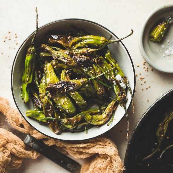 GARLIC MISO GLAZED SHISHITO PEPPERS - Recipe photo by mylavenderblues