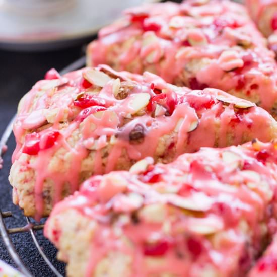 Cherry Almond Scones - Recipe photo by thegoldlininggirl