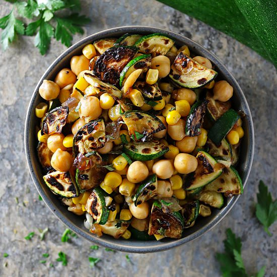 Charred Zucchini & Onion Salad - Recipe photo by SavorySpin