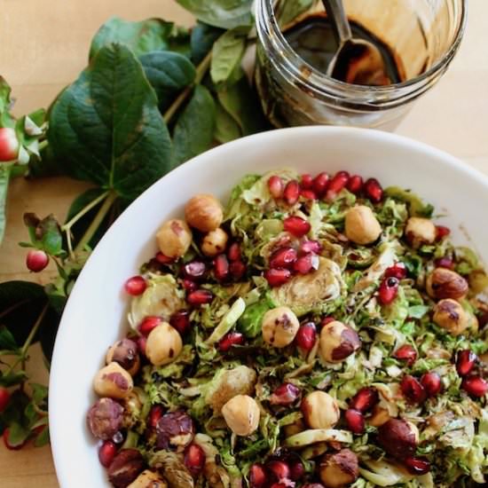 Pomegranate-Hazel Brussels Sprouts - Recipe photo by Food to Feel Good
