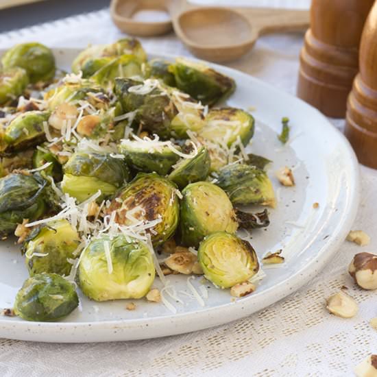 Cacio e Pepe Brussels Sprouts - Recipe photo by ebrees