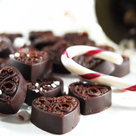 Dark Chocolate Peppermint Candies - Recipe photo by TheNourishedFamily