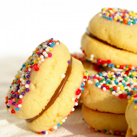 Two Bite Sprinkle Cookie Sandwiches - Recipe photo by Eva Minette