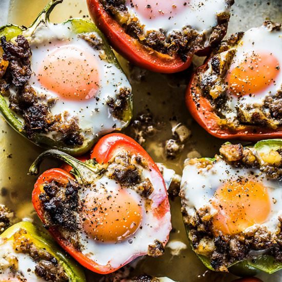 Egg + Sausage Stuffed Peppers - Recipe photo by The Endless Meal