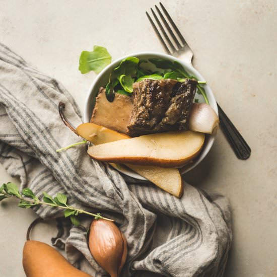 Miso Braised Short Ribs & Pear - Recipe photo by mylavenderblues