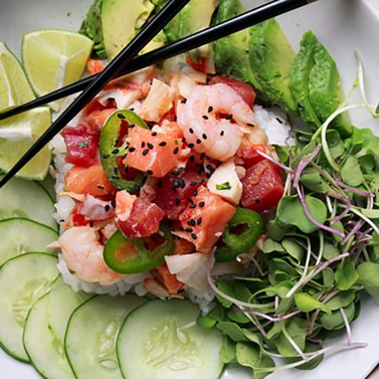 Mixed Seafood Poke Bowl - Recipe photo by asiancaucasian
