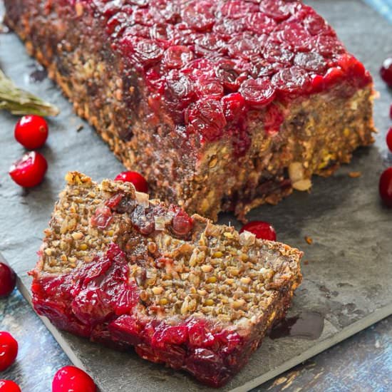 Cranberry Mushroom Lentil Loaf - Recipe photo by AVirtualVegan