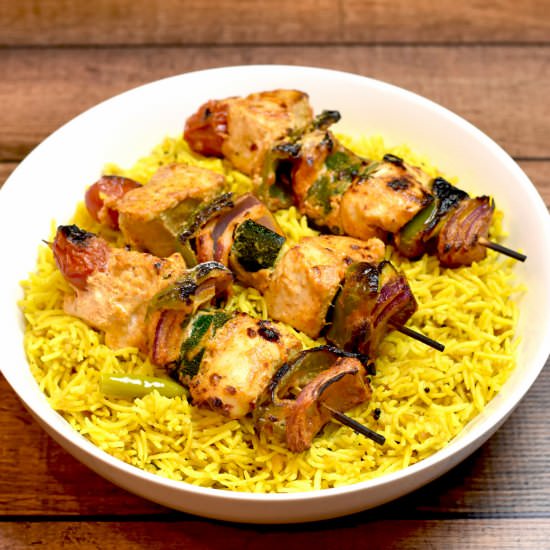 Chicken Skewers with Lemon Rice - Recipe photo by Spice Cravings