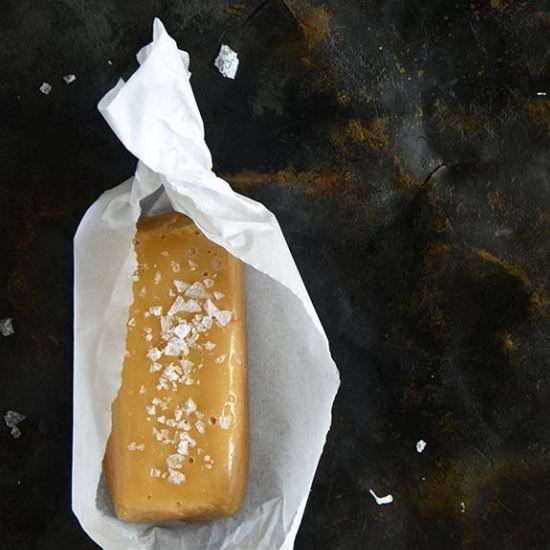 Soft and Chewy PB Salted Caramels - Recipe photo by AnEdibleMosaic