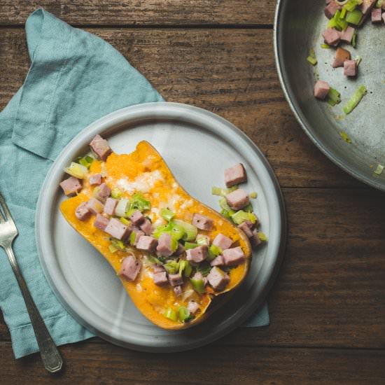 TWICE BAKED BUTTERNUT SQUASH BOATS - Recipe photo by mylavenderblues