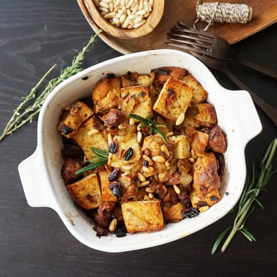 Pine nut brioche sausage stuffing - Recipe photo by bijouxandbits