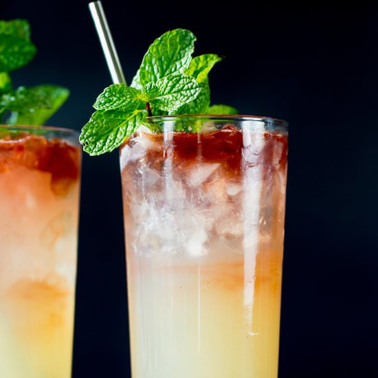 Sunrise/Sunset Mezcal Cocktail - Recipe photo by athoughtforfood