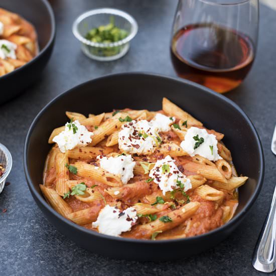 Penne Pasta in Creamy Sherry Sauce - Recipe photo by Pretty in Pistachio
