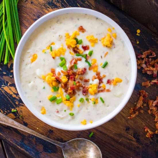 Panera Bread Baked Potato Soup - Recipe photo by peasandpeonies
