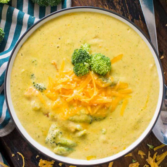 Panera Bread Broccoli Cheddar Soup - Recipe photo by peasandpeonies