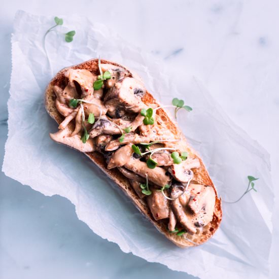 Red Curry Mushroom Toast - Recipe photo by whiteblankspace