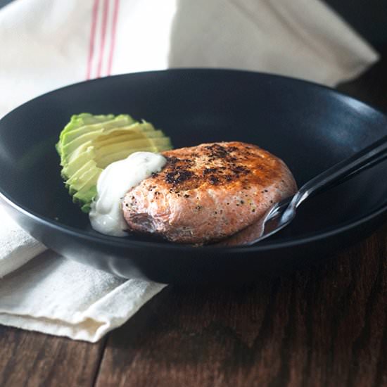 Poached Salmon Burger - Recipe photo by Feed Your Soul