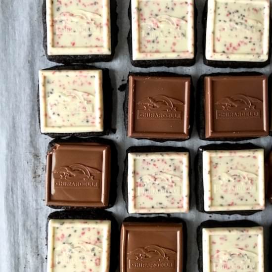 Peppermint Bark Shortbread Squares - Recipe photo by bakeandtell