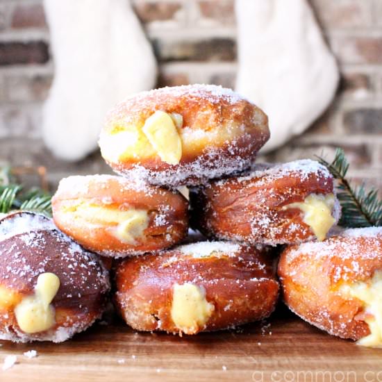 Challah Doughnuts + Egg Nog Custard - Recipe photo by acommonconnoisseur