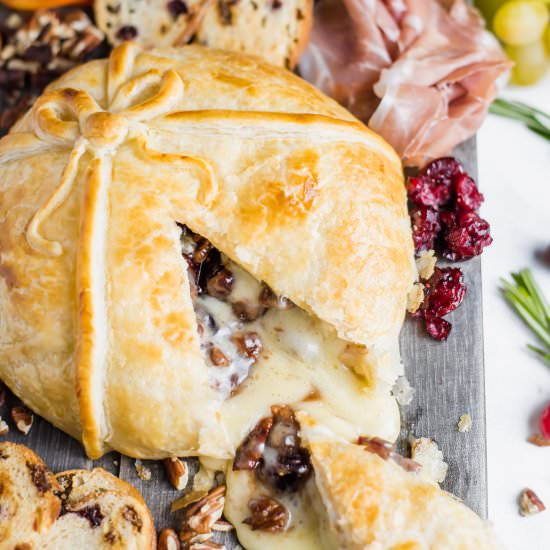 CRANBERRY PECAN STUFFED BAKED BRIE - Recipe photo by Gastro Senses