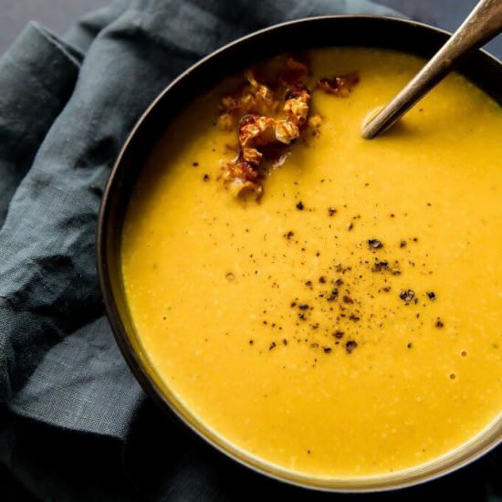 Curried Butternut Squash Soup - Recipe photo by platingsandpairings